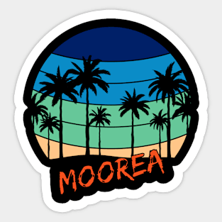 Moorea Retro Vintage Sunset Beach Design Sticker